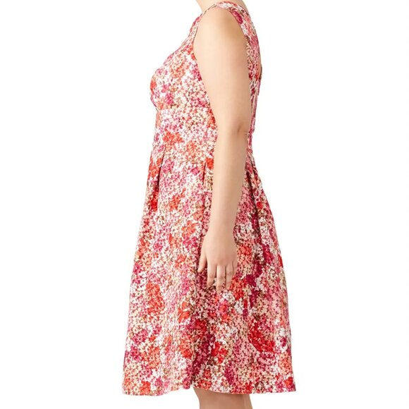 MONIQUE LHUILLIER Women's Plus Pink Floral Dress Retail $450.00 Size XXL? 18/20? - Picture 3 of 16